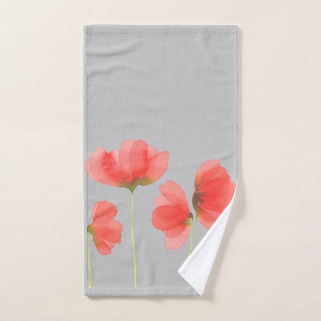 Gorgeous grey & red floral bath set (Hand Towel)