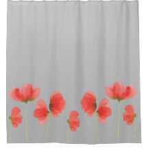 Gorgeous grey & red floral shower curtain