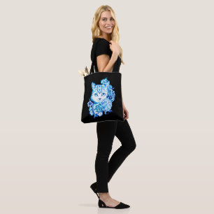 Gorgeous Hand Drawn 10 Blue Shades Cat Tote Bag