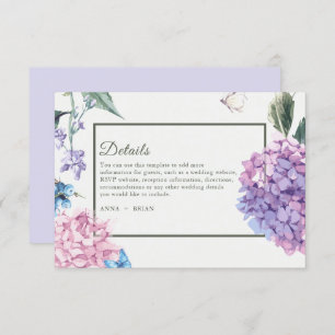 Gorgeous Hand-painted Hydrangea Floral Wedding Enclosure Card