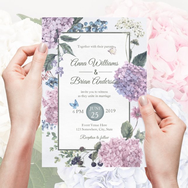 Gorgeous Hand-painted Hydrangea Floral Wedding Invitation (Creator Uploaded)