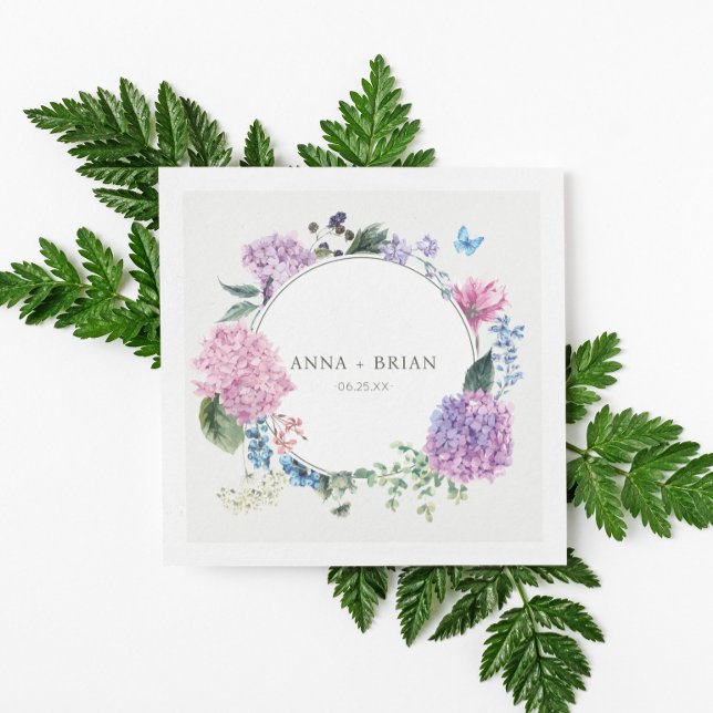 Gorgeous Hand-painted Hydrangea Floral Wedding Napkin (Creator Uploaded)
