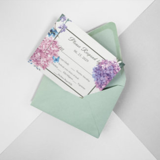 Gorgeous Hand-painted Hydrangea Wedding RSVP Card