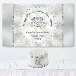 Gorgeous Happy 60th Wedding Anniversary Banner