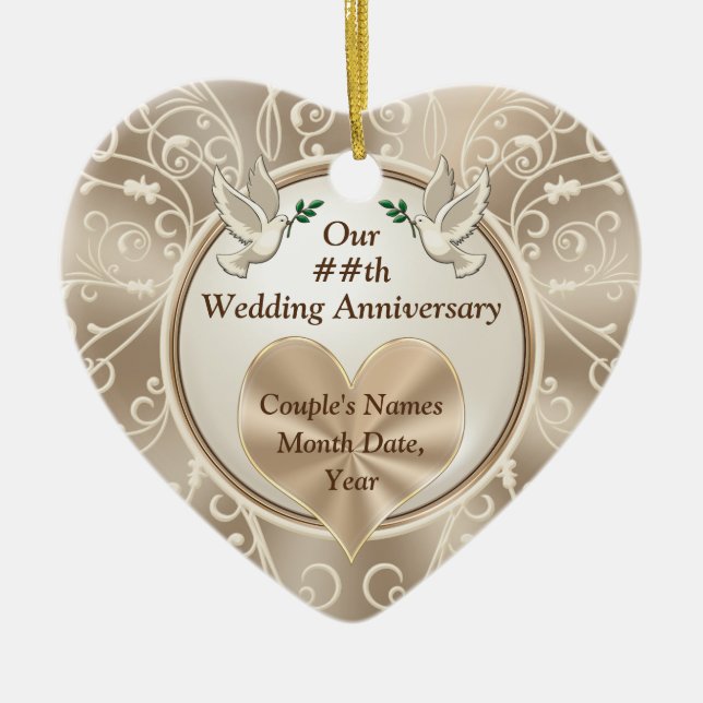 Gorgeous Heart, Wedding Anniversary Ornaments (Front)