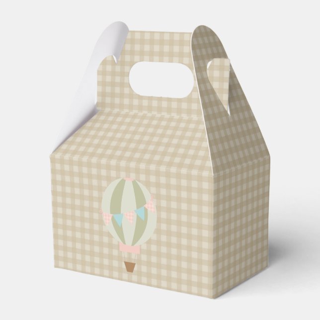 Gorgeous Hot Air Balloon Neutral Baby Shower Favour Box (Front Side)
