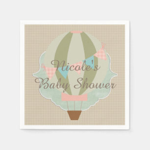Gorgeous Hot Air Balloon Neutral Baby Shower Napkin