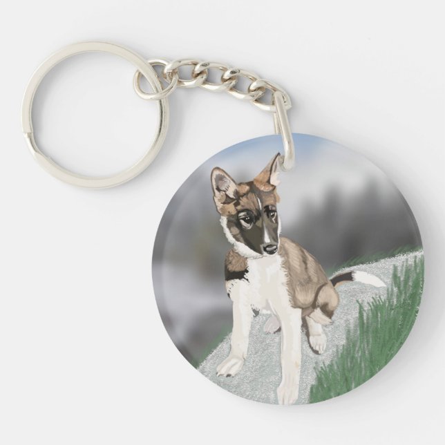 Gorgeous Husky Puppy Key Ring (Front)