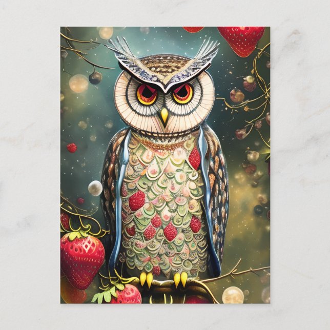 Gorgeous Intricate Winter Spring Owl Made of Ornat Postcard (Front)