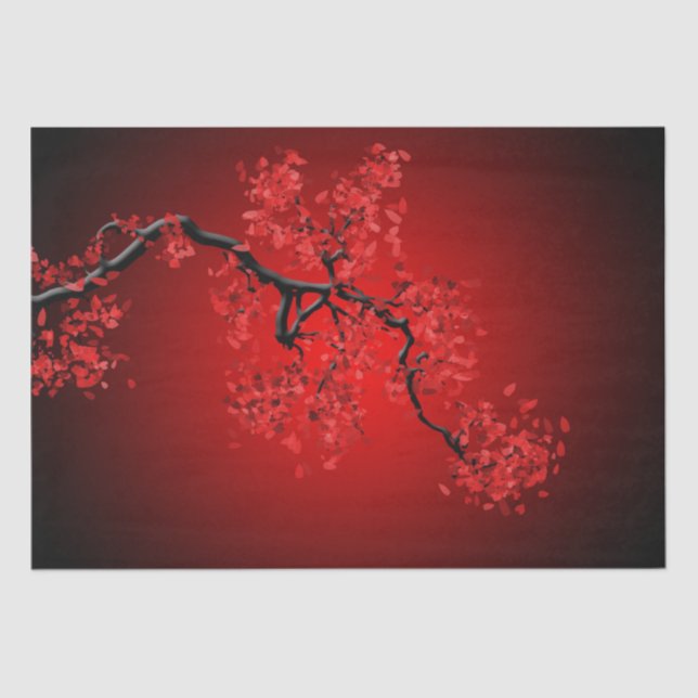 Gorgeous Japanese Red Cherry Blossom Branch Tissue Paper (Front)