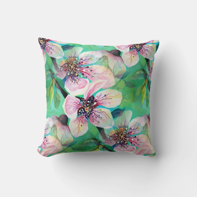 Gorgeous Japanese Sakura Cherry Tree Flowers Cushion (Front)