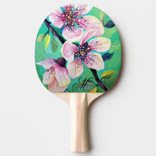 Gorgeous Japanese Sakura Cherry Tree Monogram Ping Pong Paddle