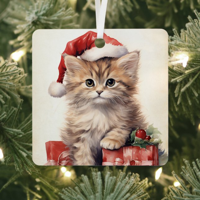 Gorgeous Kitten  Christmas  Metal Tree Decoration (Insitu)