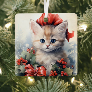 Gorgeous Kitten  Christmas  Metal Tree Decoration