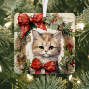 Gorgeous Kitten  Christmas  Metal Tree Decoration