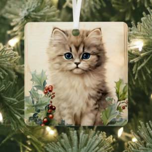 Gorgeous Kitten  Christmas  Metal Tree Decoration