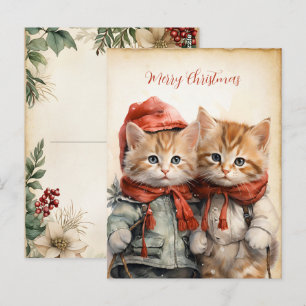 Gorgeous Kitten Couple Christmas  Postcard