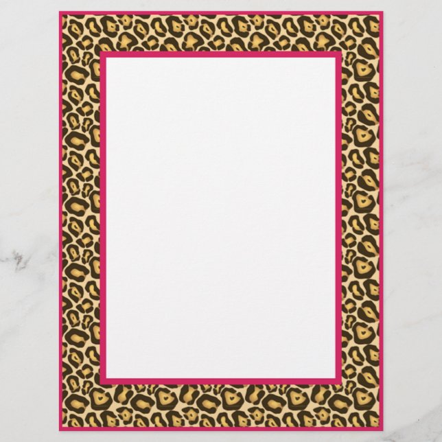 Gorgeous Leopard Print Border Stationery - Pink (Front)