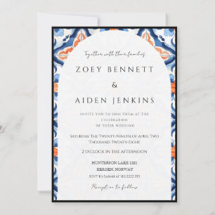 Gorgeous Light Blue And Red Wedding  Invitation