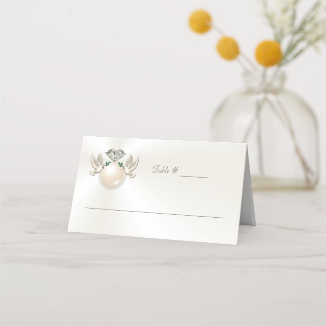 Gorgeous Love Bird Diamond Anniversary Place Cards (Front)