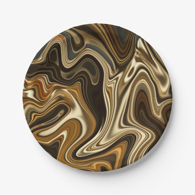Gorgeous Marble Style - Warm brown Paper Plate (Front)