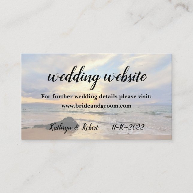 Gorgeous Maui Beach Wedding Website Enclosure Card (Front)