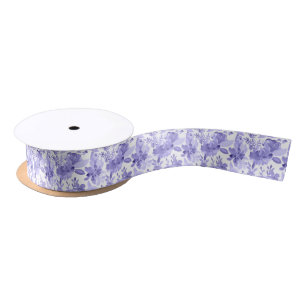 Gorgeous Mauve & White Watercolor Floral Satin Ribbon
