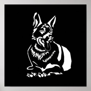 Gorgeous Minimalist B&W German Shepherd Poster