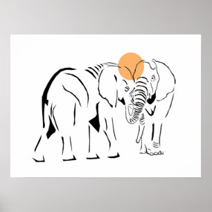 Gorgeous Minimalist Elephants Poster