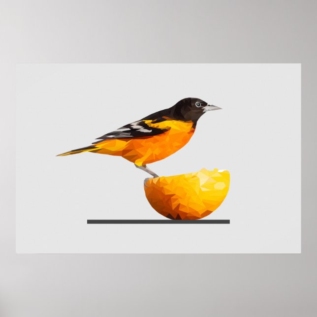 Gorgeous Minimalist Oriole Bird Poster (Front)