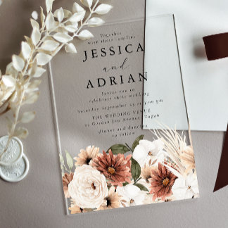Gorgeous Modern Boho Wedding Acrylic Invitations