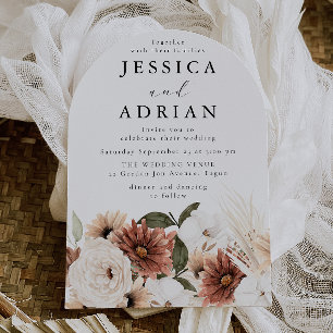 Gorgeous Modern Floral Boho Arch Wedding Invitation
