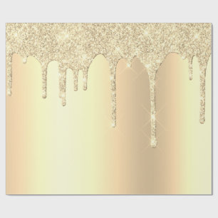 Gorgeous modern gold glitter drips wrapping paper