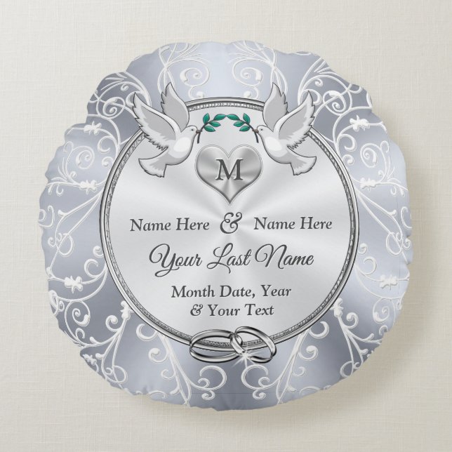 Gorgeous Monogrammed Wedding Gifts for the Bride Round Cushion (Front)