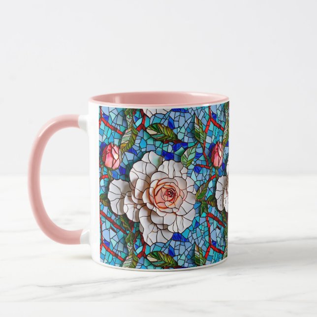 Gorgeous Mosaic Flowers Pattern   Mug (Left)