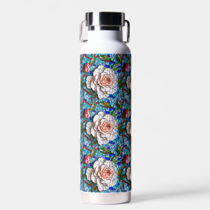 Gorgeous Mosaic Flowers Pattern   Water Bottle