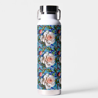 Gorgeous Mosaic Flowers Pattern   Water Bottle