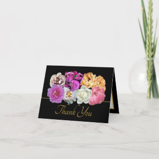 Gorgeous Multicolor Peony Floral Bouquet Thank You Card