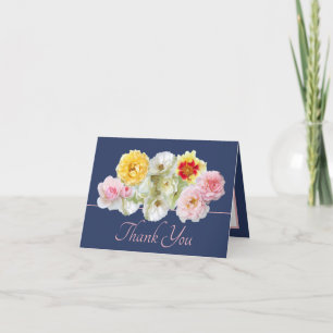 Gorgeous Multicolor Roses Floral Bouquet Thank You Card