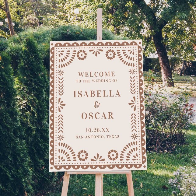 Gorgeous Neutral Papel Picado Wedding Welcome Sign (Creator Uploaded)