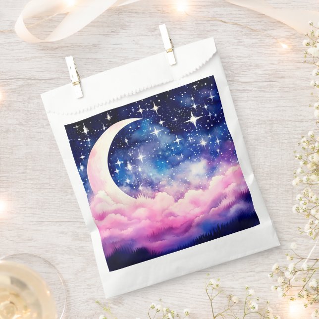 Gorgeous Night Sky Crescent Moon Halloween Favour Bags (Clipped)