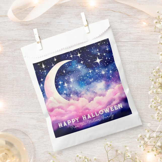 Gorgeous Night Sky Crescent Moon Halloween Favour Bags (Clipped)