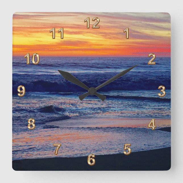 Gorgeous Night Sunset Beach CLOCKS or YOUR PHOTO (Front)