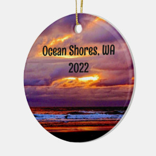 Gorgeous Ocean Shores beach sunset photo  Ceramic  Ceramic Tree Decoration