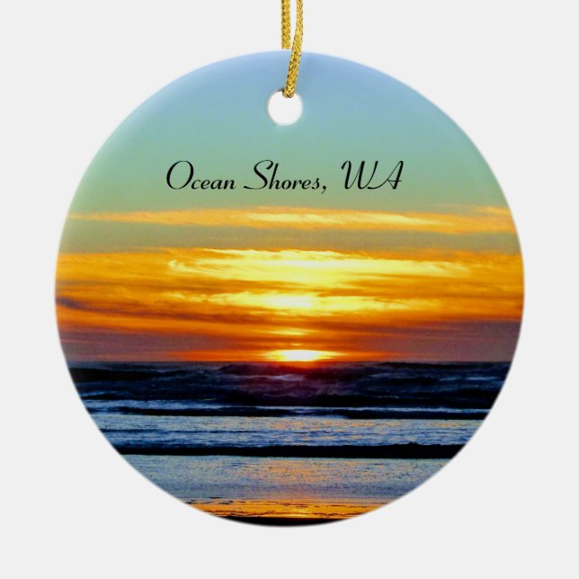Gorgeous Ocean Shores beach sunset photo Ceramic Tree Decoration (Front)