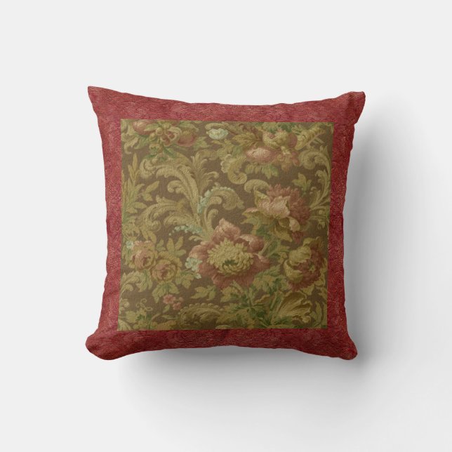 Gorgeous Old World Antique Floral Faux Texture Cushion (Front)