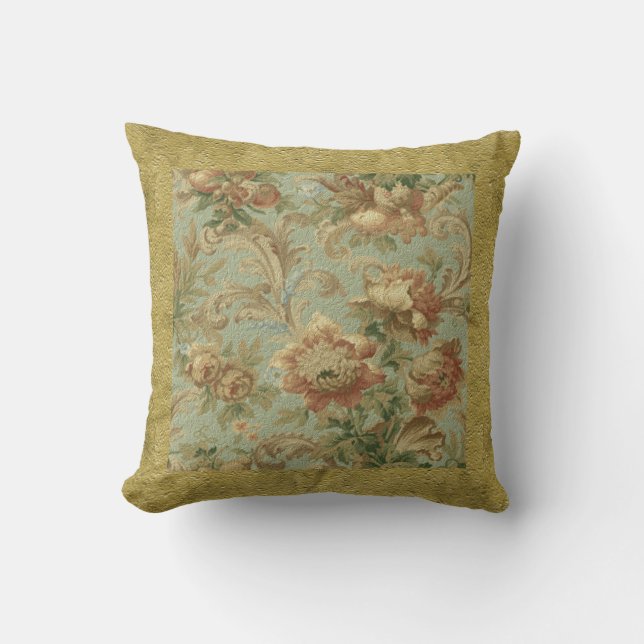 Gorgeous Old World Antique Floral Faux Texture Cushion (Front)