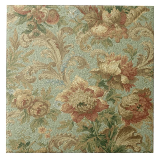 Gorgeous Old World Antique Floral Faux Texture Tile (Front)