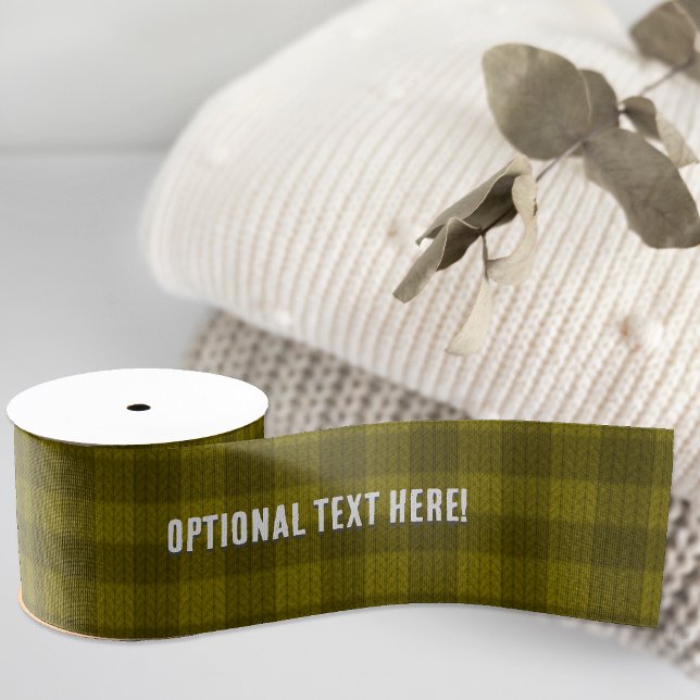 Gorgeous Olive Green Plaid - Your Name / Greeting  Grosgrain Ribbon (Creator Uploaded)