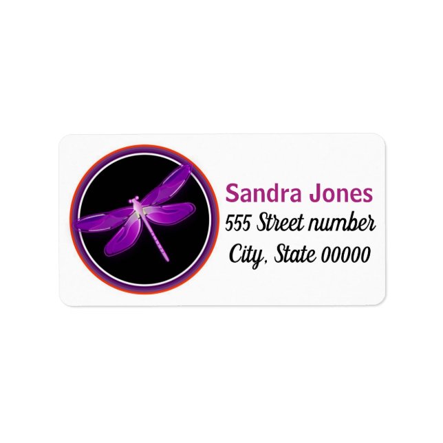 Gorgeous one of a-kind address labels dragonfly (Front)